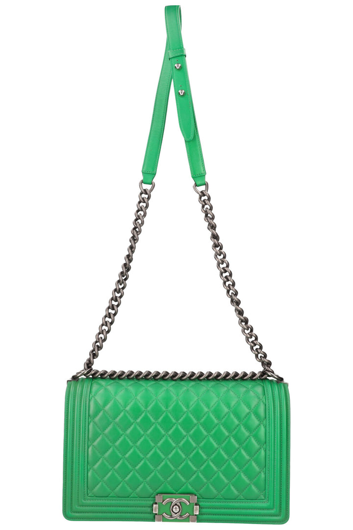 CHANEL New Medium Boy Bag Iridescent Green