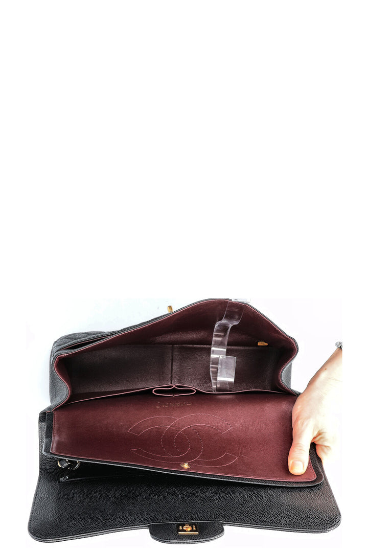 CHANEL Jumbo Double Flap Bag Caviar Black