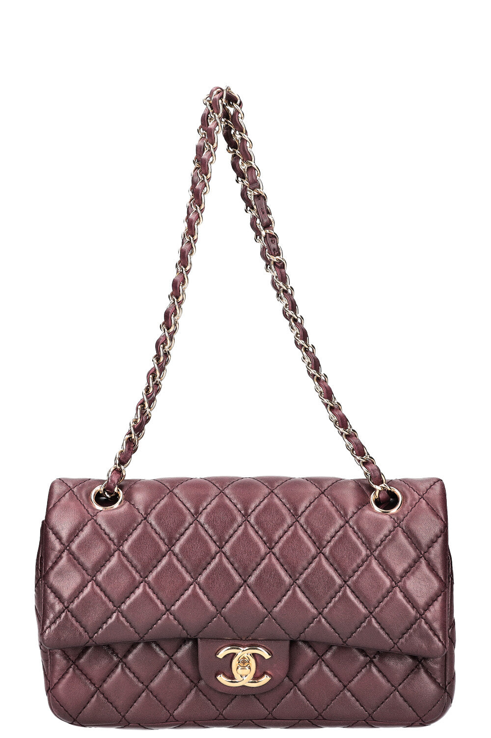 CHANEL Medium Double Flap Bag Aubergine