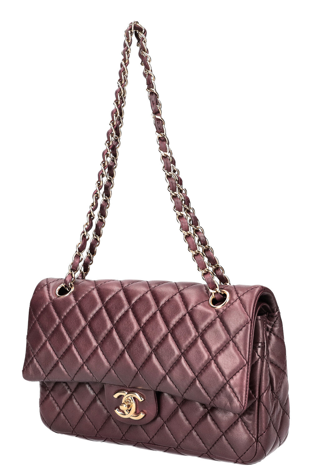CHANEL Medium Double Flap Bag Aubergine