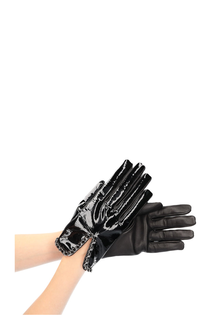 CHANEL Gloves Patent Black