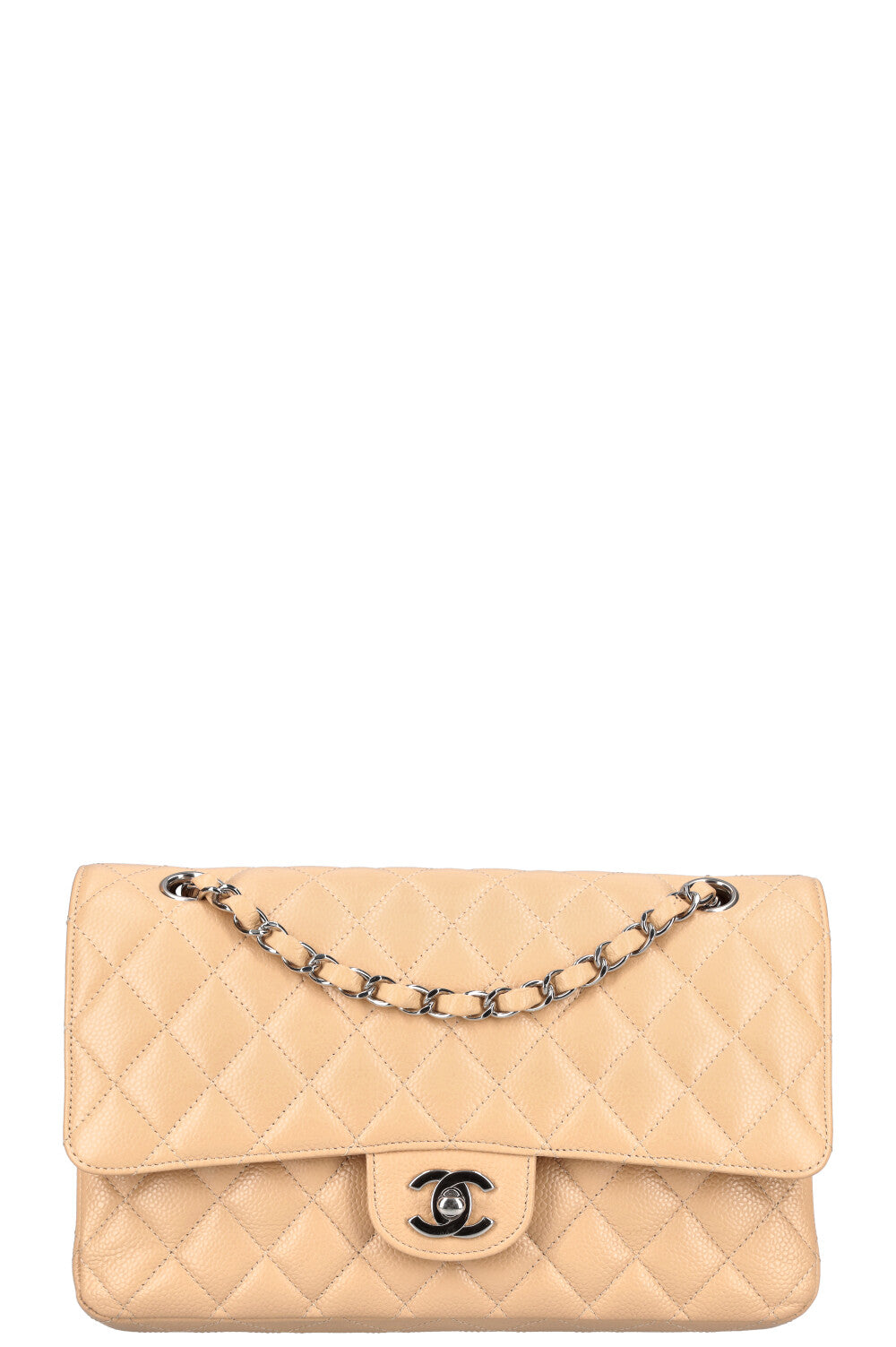 CHANEL Double Flap Bag Caviar Beige