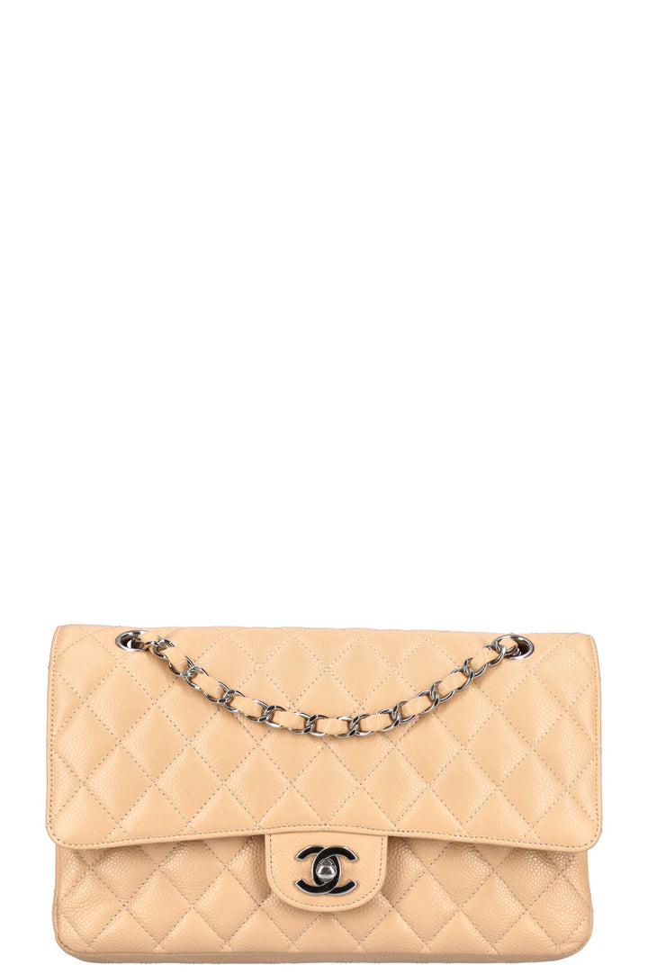 CHANEL Double Flap Bag Caviar Beige