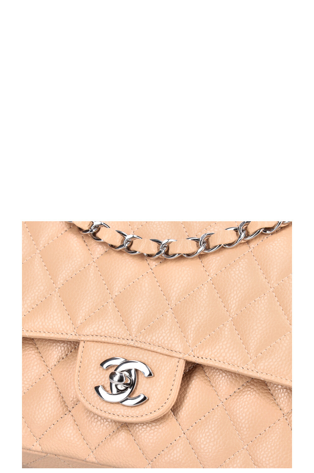 CHANEL Double Flap Bag Caviar Beige