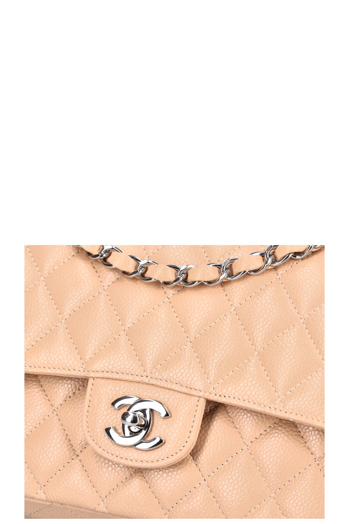 CHANEL Double Flap Bag Caviar Beige