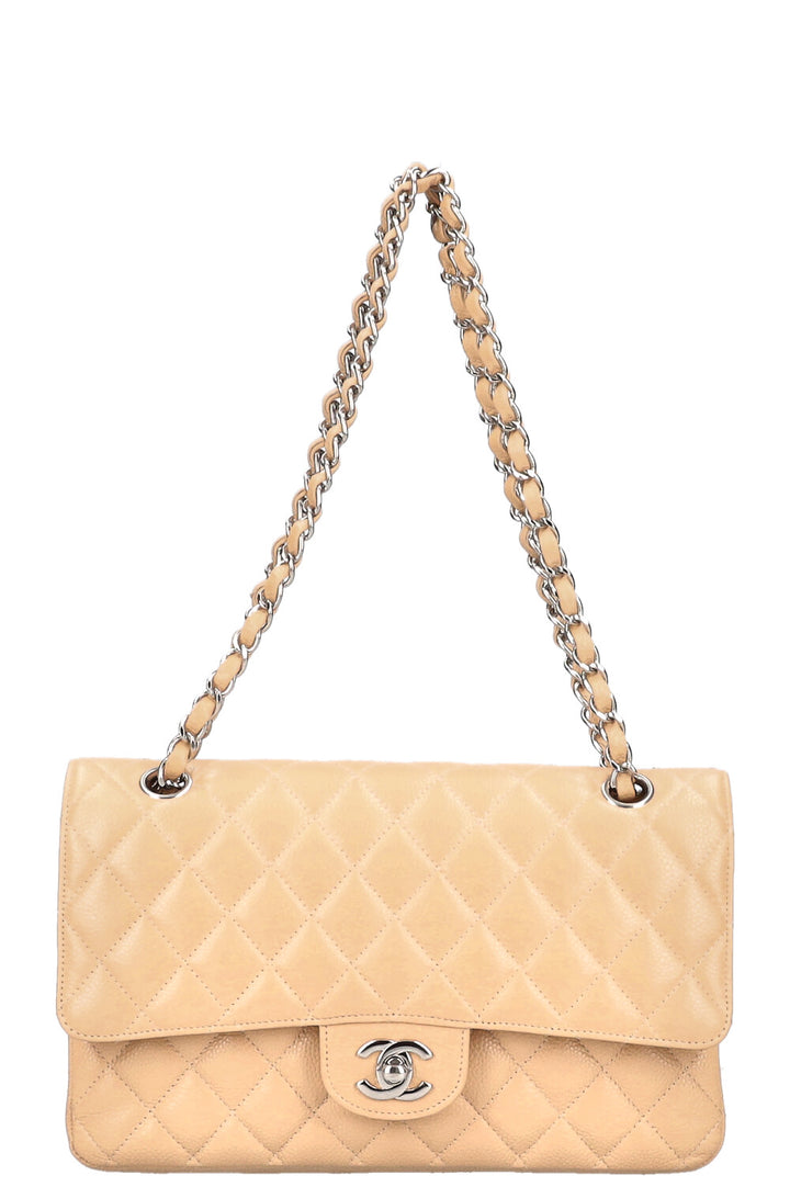 CHANEL Double Flap Bag Caviar Beige