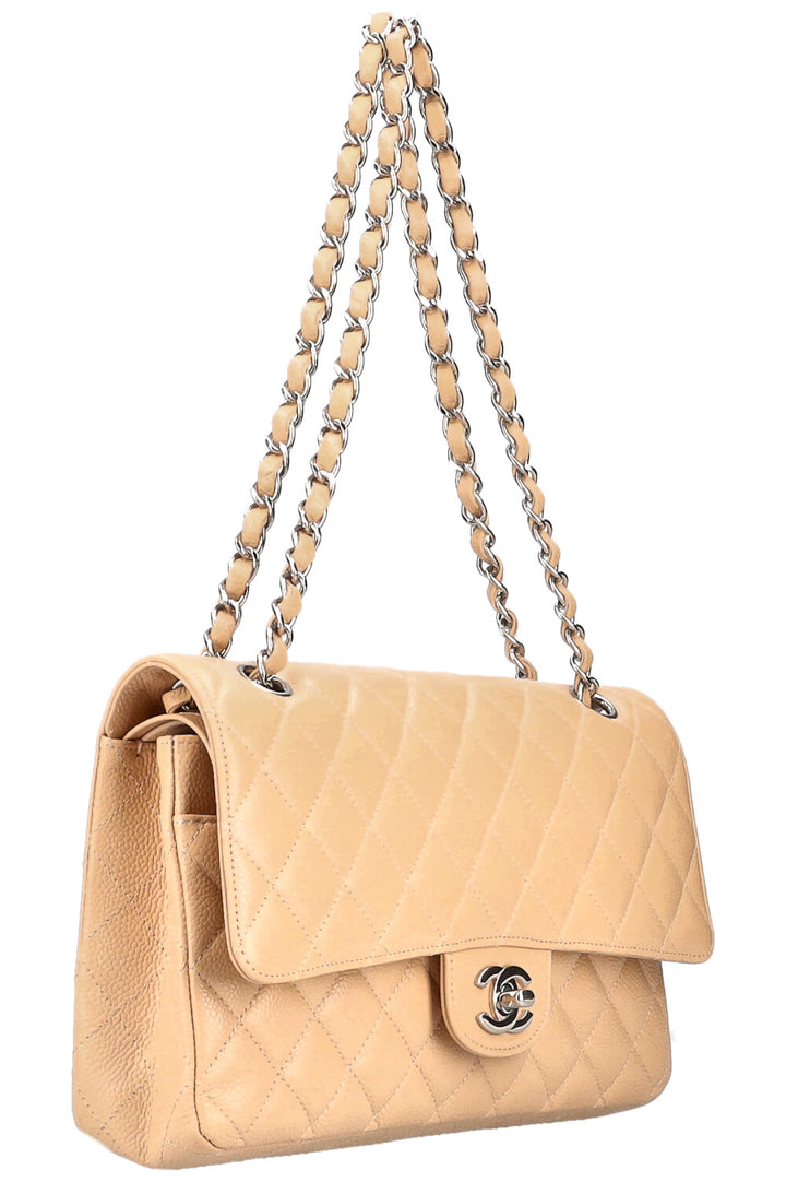 CHANEL Double Flap Bag Caviar Beige