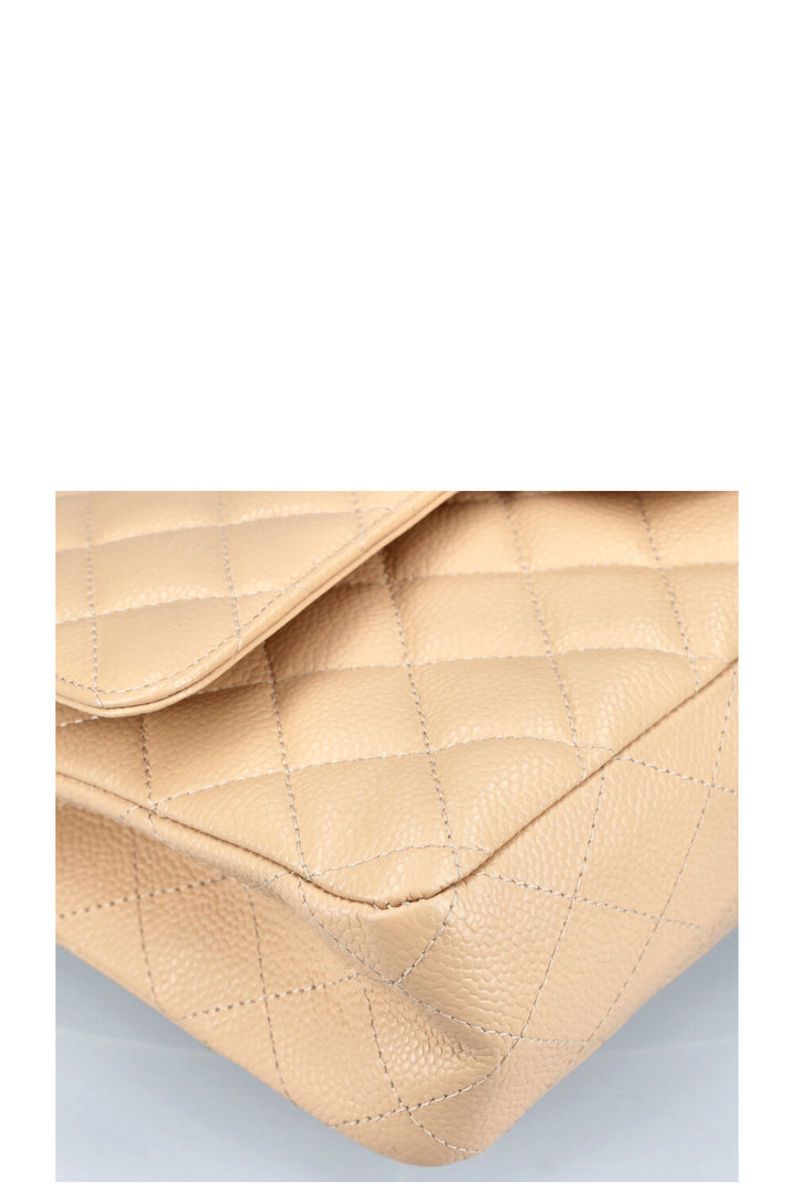 CHANEL Double Flap Bag Caviar Beige