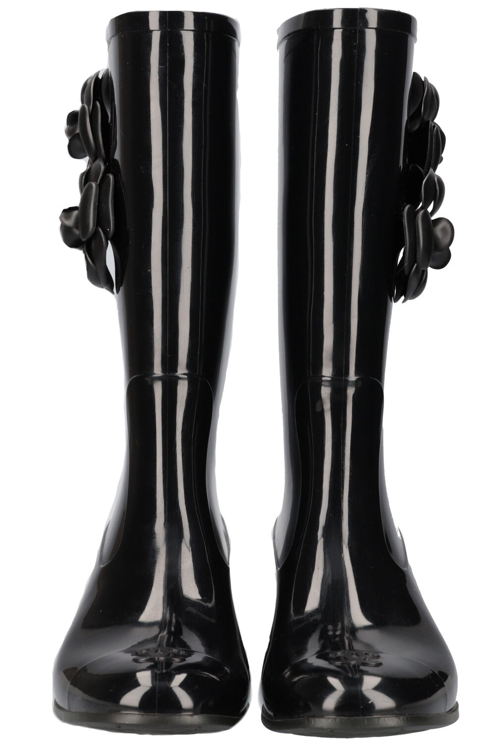 CHANEL Camelia Boots Rubber Black