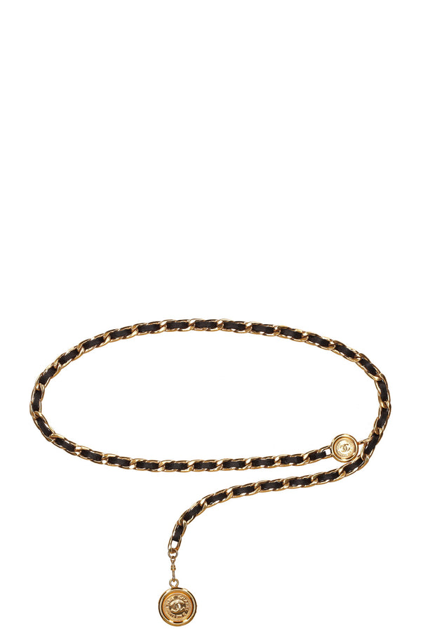 CHANEL Ceinture Chaîne avec Médaillon Noir