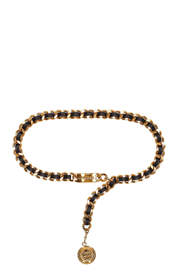 CHANEL Ceinture chaîne avec plaquette et médaillon
