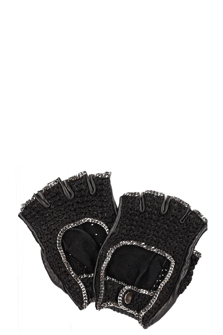 CHANEL Gloves Knit and Chain Black