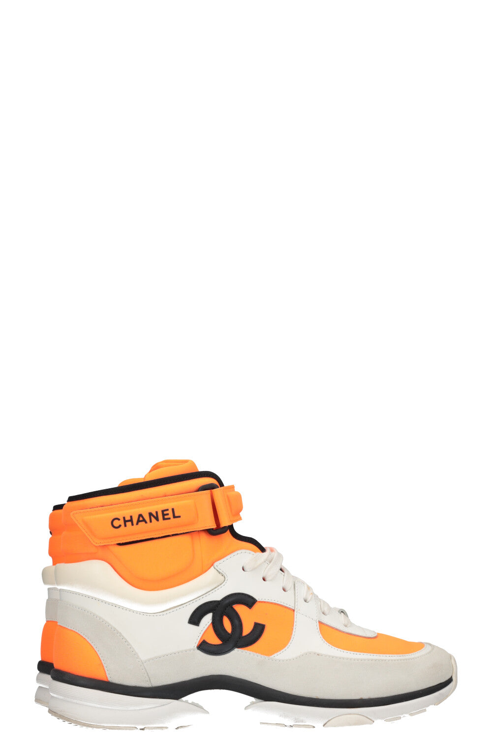 CHANEL White Neon Orange Logo Sneakers – A Daily Diva