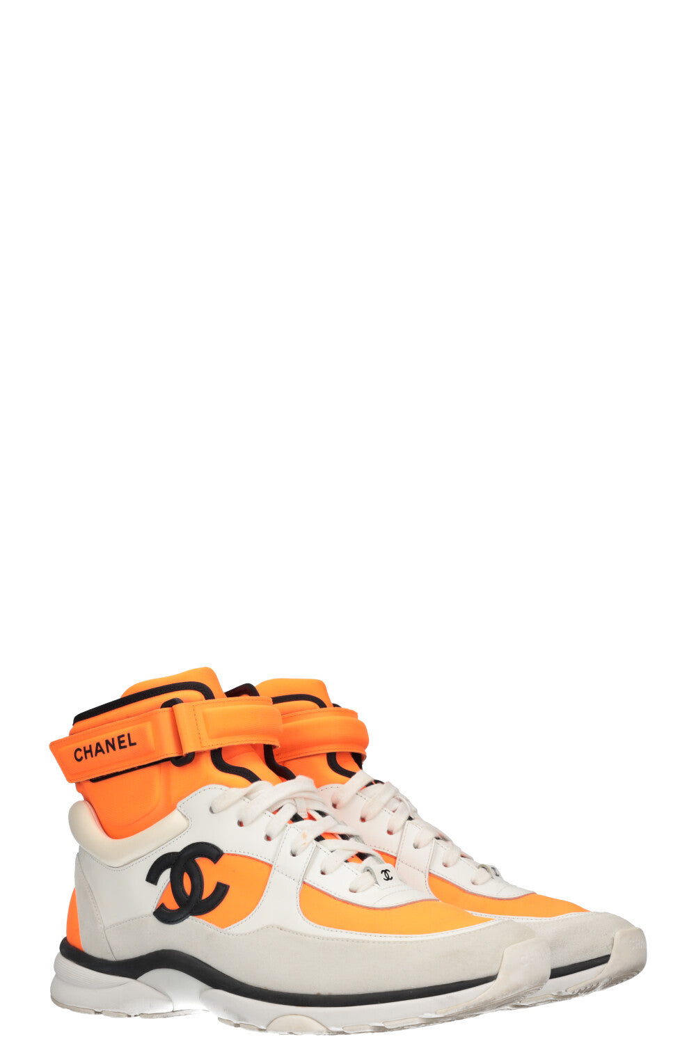 Chanel High-Top Sneakers Neon Orange