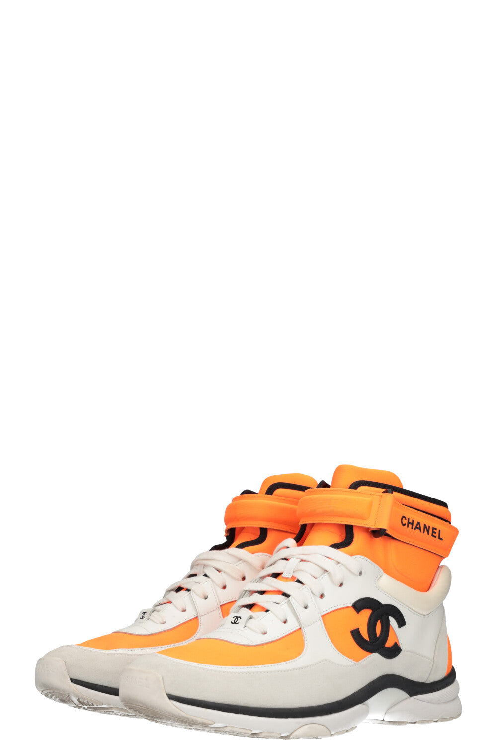 CHANEL High Top Sneakers Neon Orange