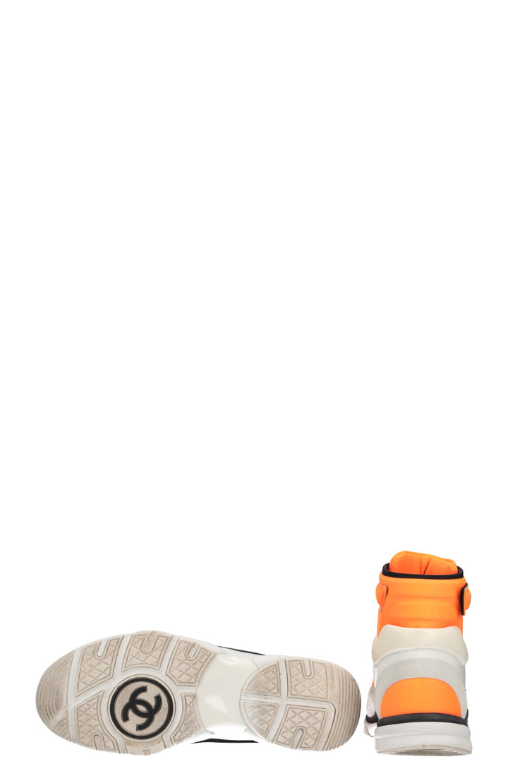 CHANEL High Top Sneakers Neon Orange