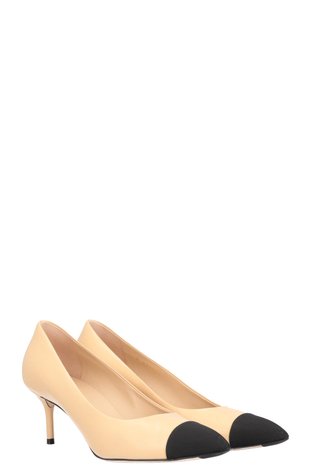 Chanel Grossgrain Classic Pumps Beige Black 