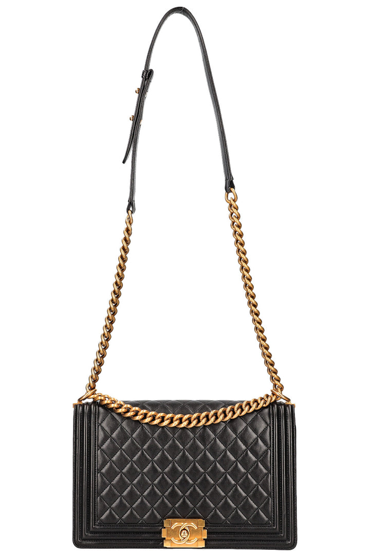 Chanel Boy Bag Large Black Gold 
