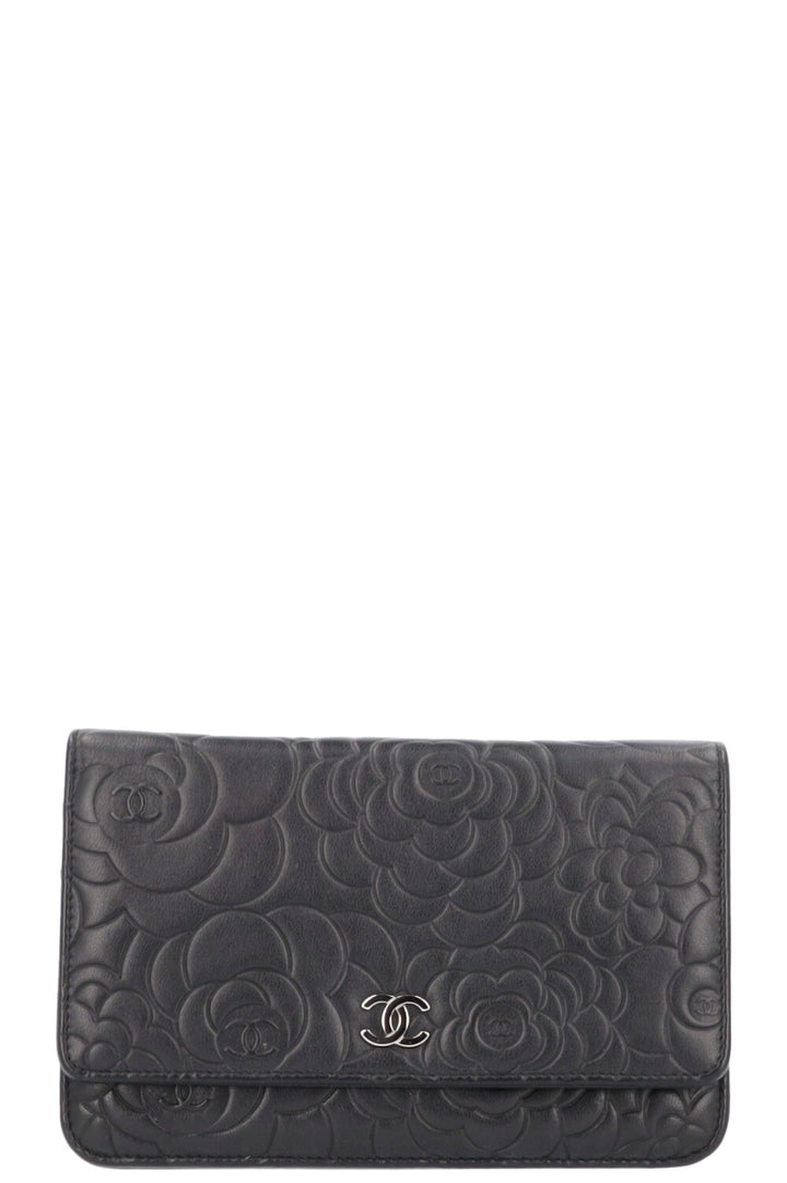 Chanel Wallet on Chain WOC Black Camellia Silver