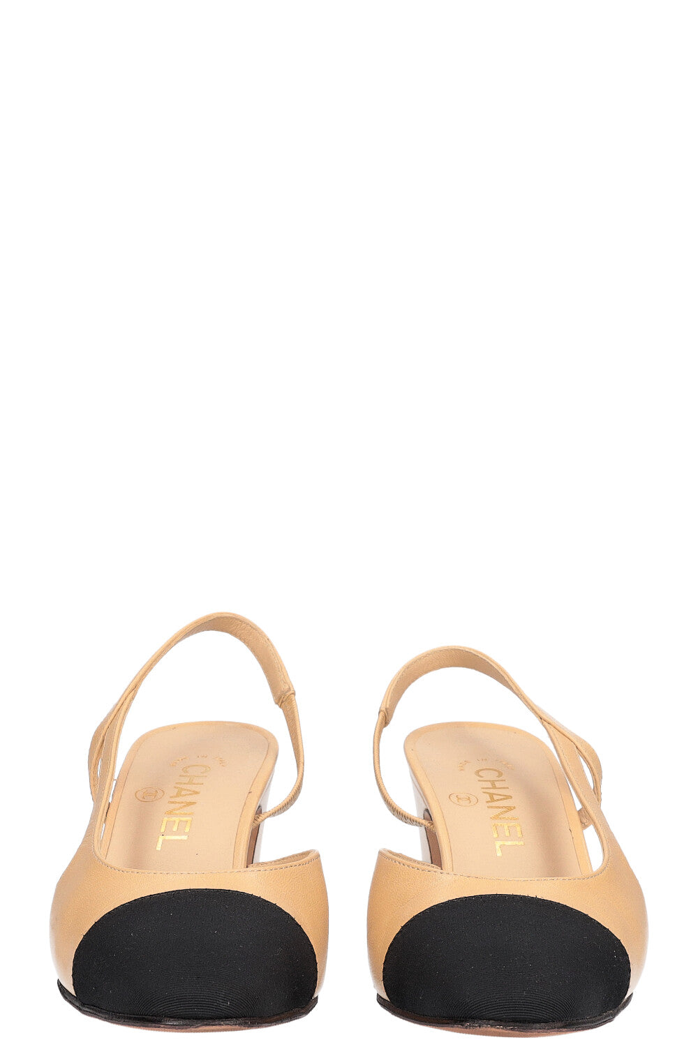 Chanel slingback beige and sales black