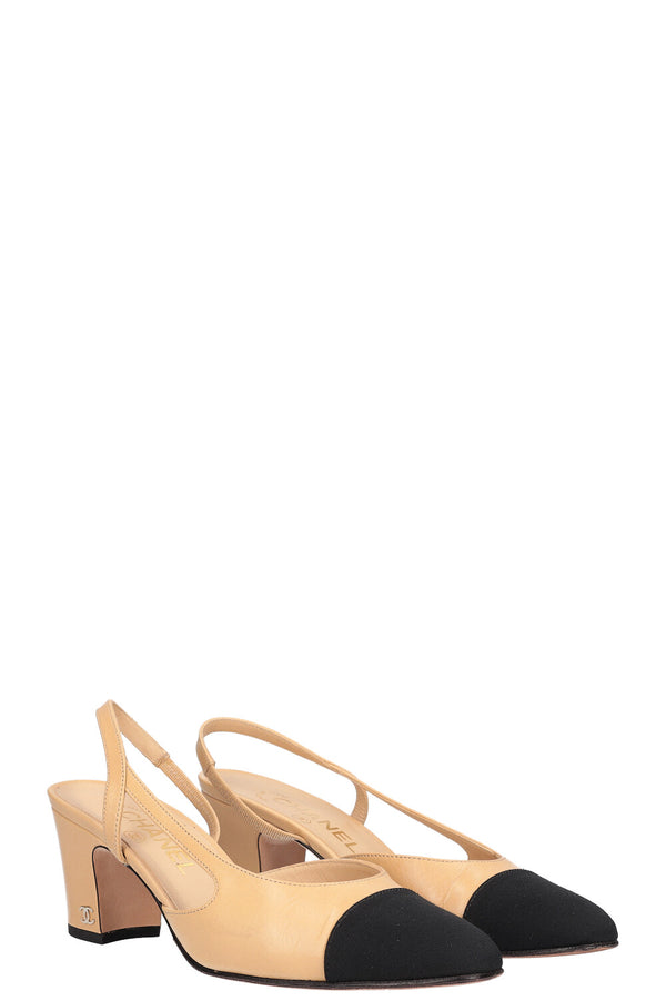 Chanel Slingbacks Black Beige