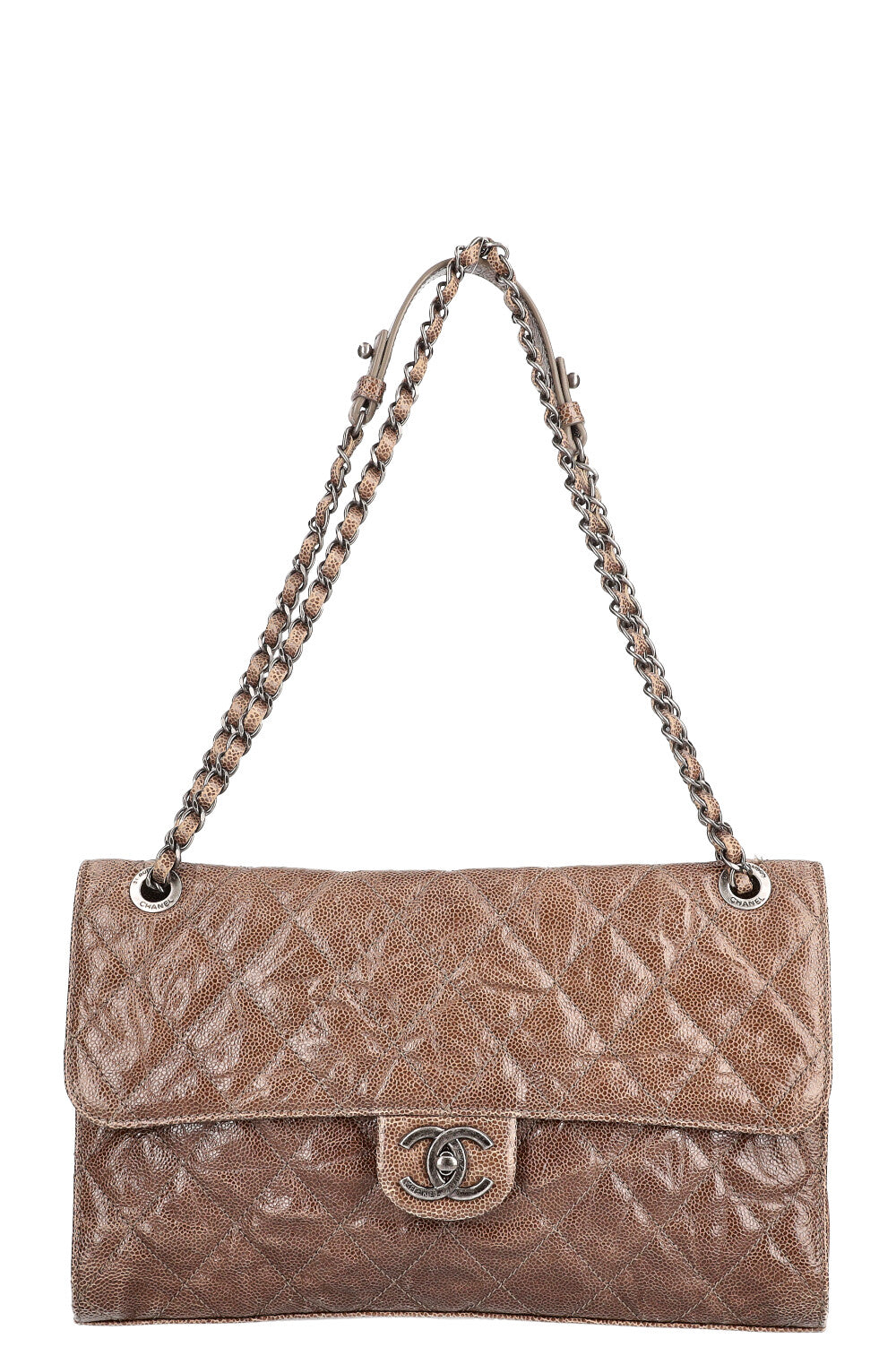 Chanel Single Flap Bag Glazed Caviar Taupe