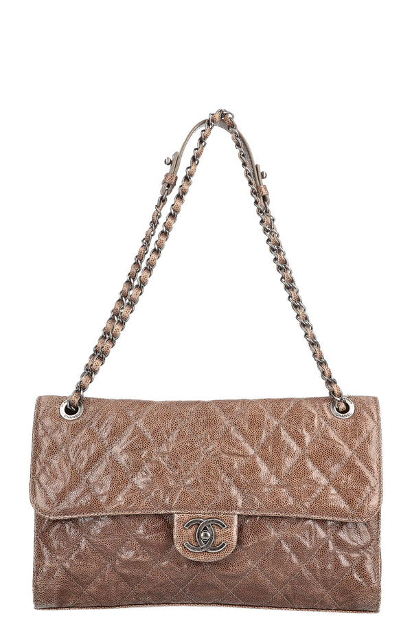 Chanel Single Flap Bag Glazed Caviar Taupe