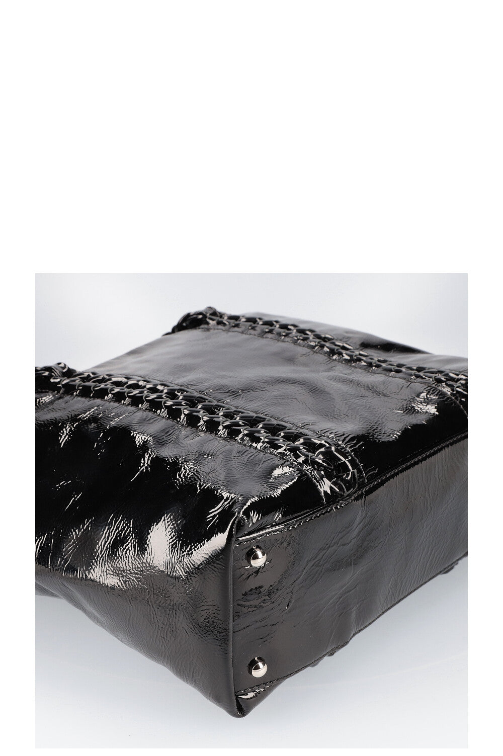 CHANEL Modern Chain Tote Patent Black