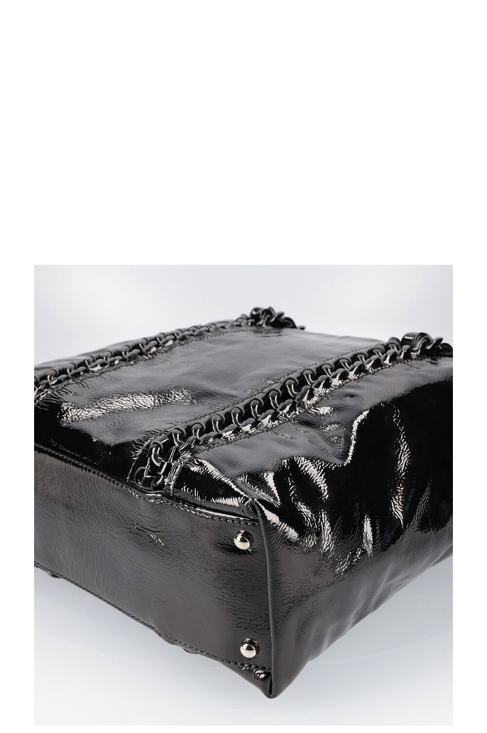CHANEL Modern Chain Tote Patent Black