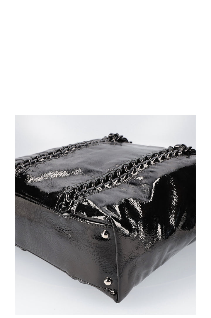 CHANEL Modern Chain Tote Patent Black