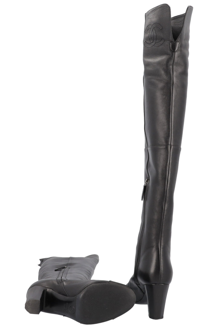 CHANEL Thigh High CC Boots