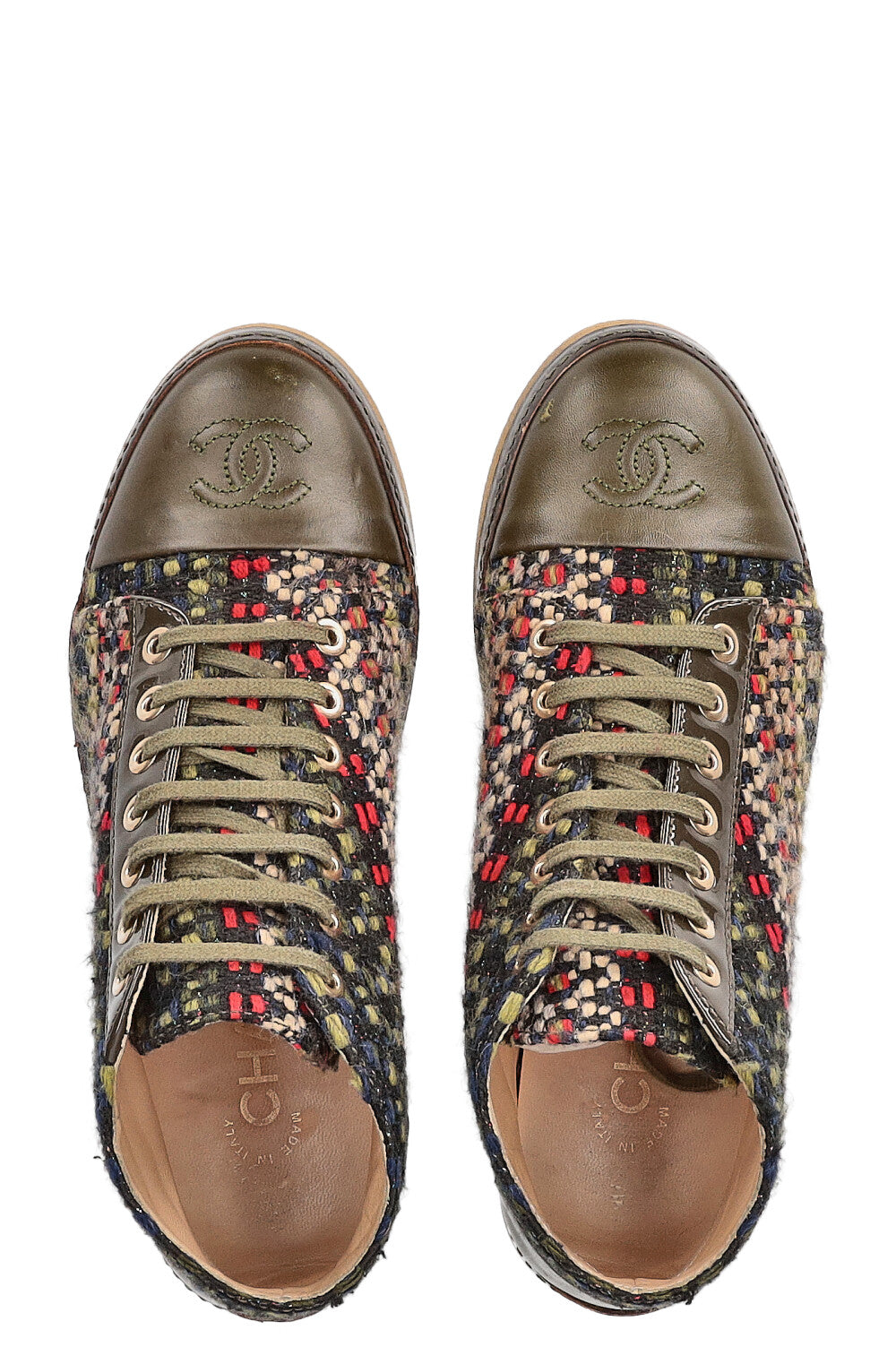 CHANEL Boots Tweed Green and Red REAWAKE