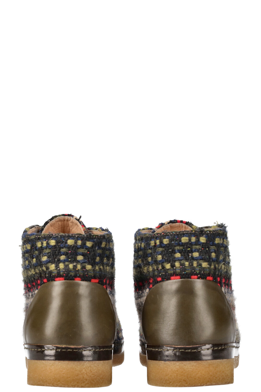 CHANEL Boots Tweed Green and Red