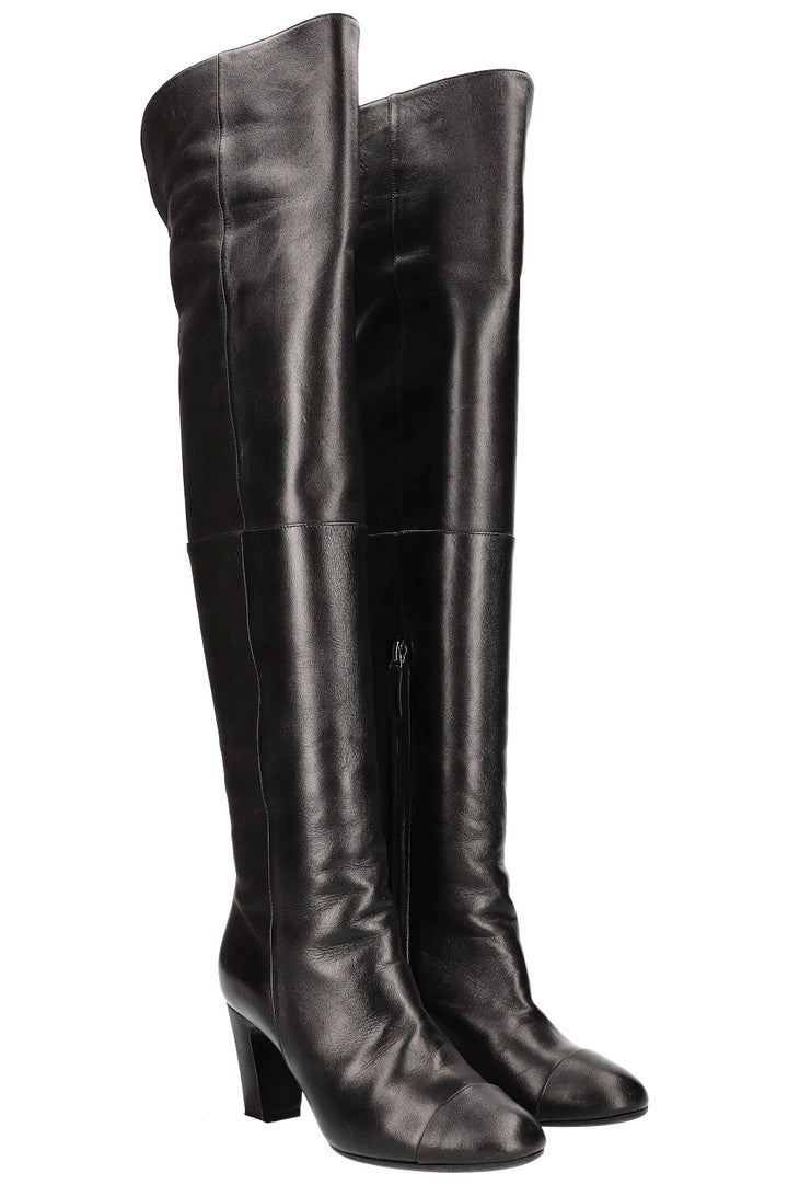 CHANEL Thigh High CC Boots