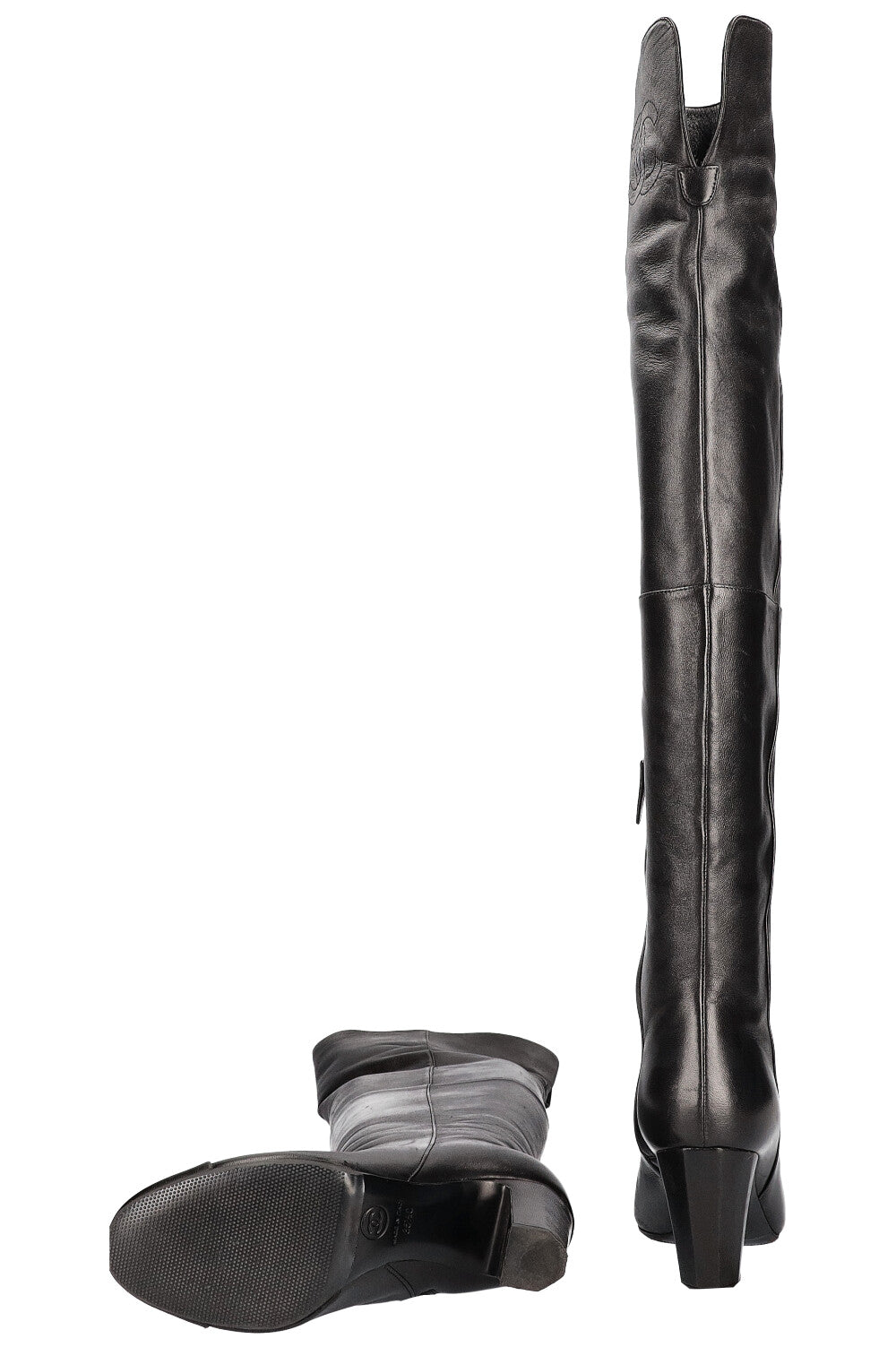 CHANEL Thigh High CC Boots