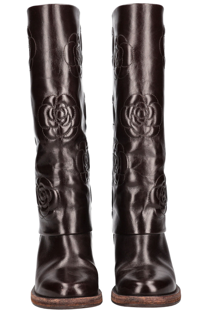 CHANEL Bottines Camélia Marron