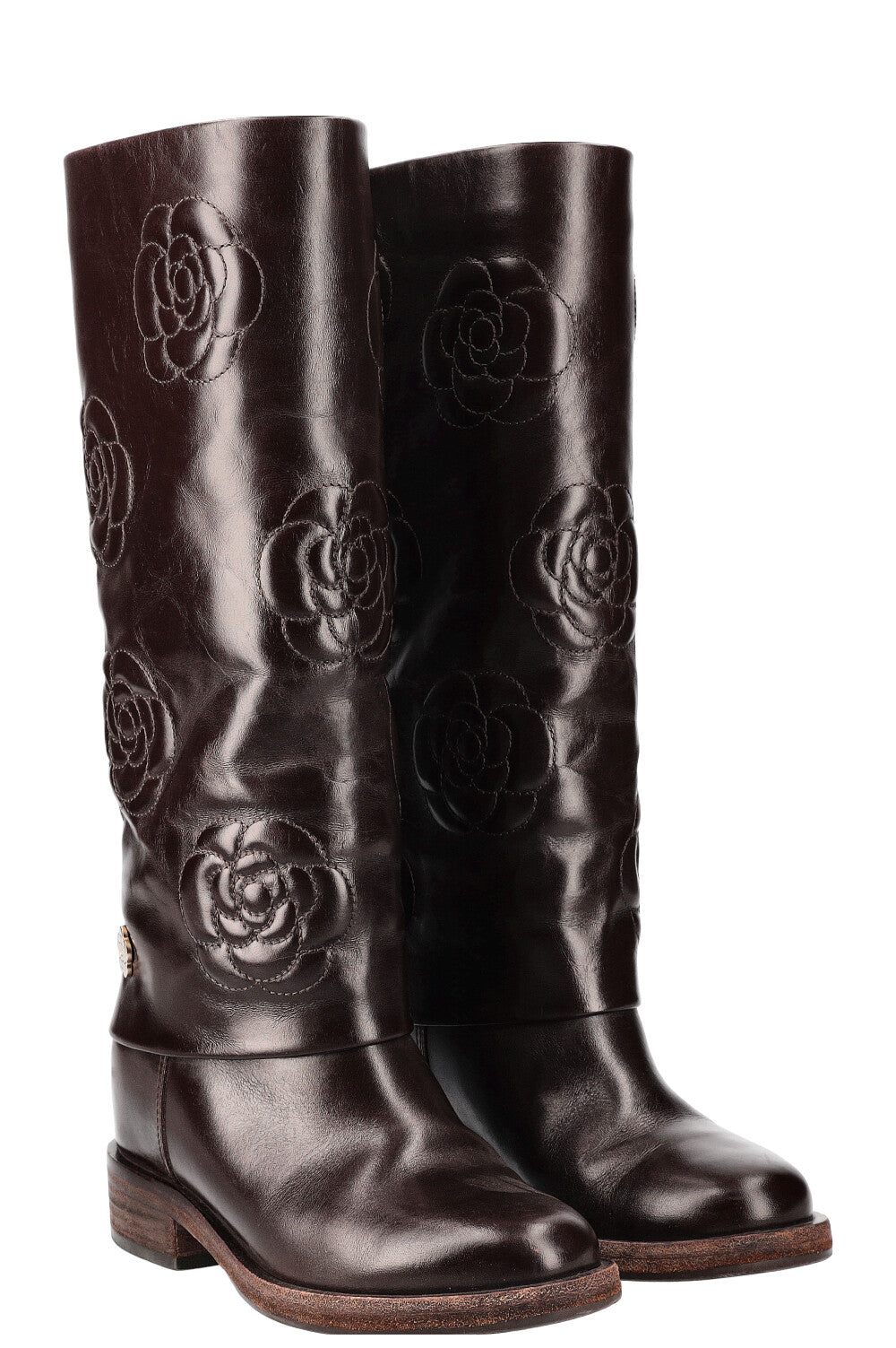 CHANEL Bottines Camélia Marron