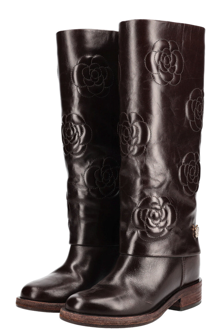 CHANEL Boots Camelia Brown