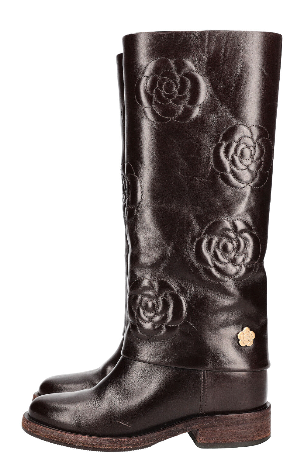 CHANEL Boots Camelia Brown