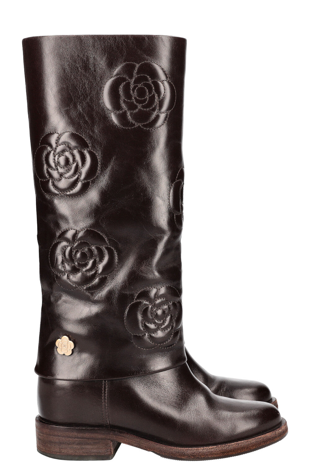 CHANEL Bottines Camélia Marron