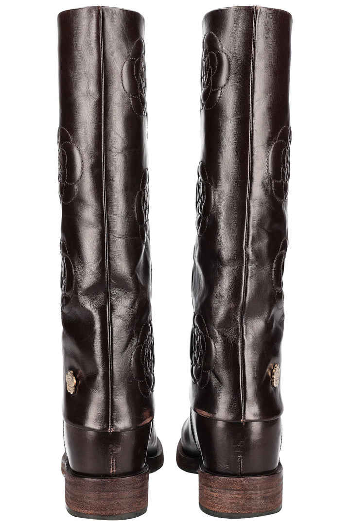 CHANEL Bottines Camélia Marron