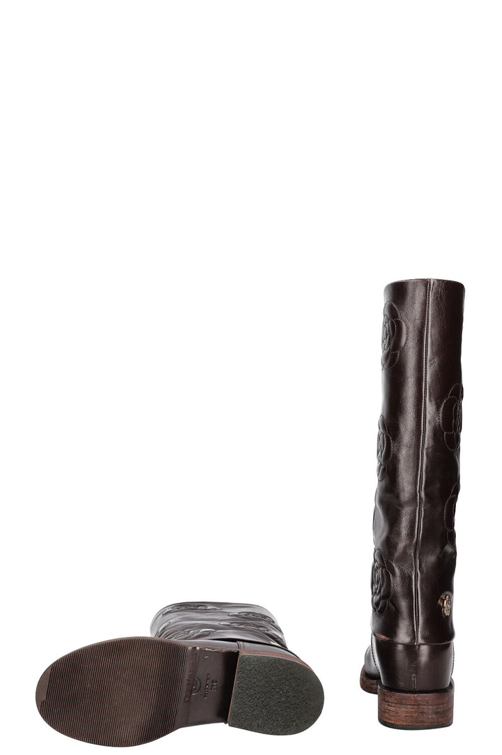 CHANEL Bottines Camélia Marron