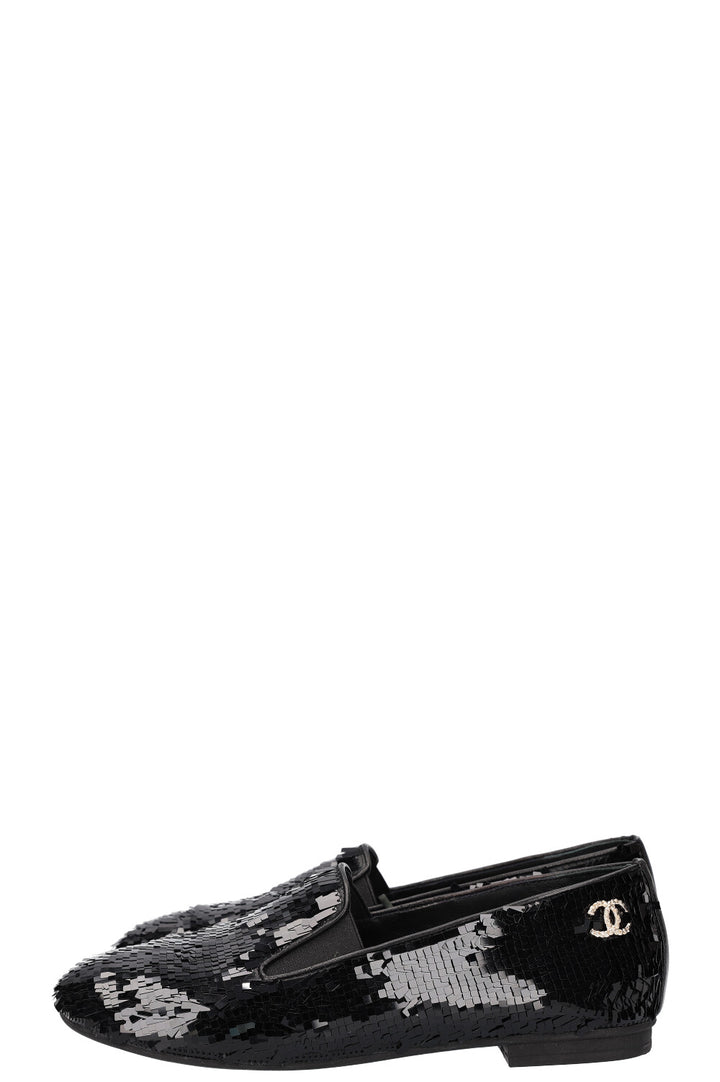 CHANEL Ballerines Paillettes Noir