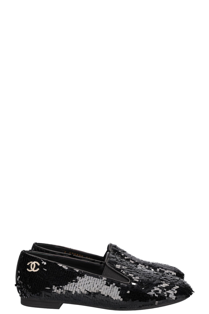 CHANEL Ballerines Paillettes Noir