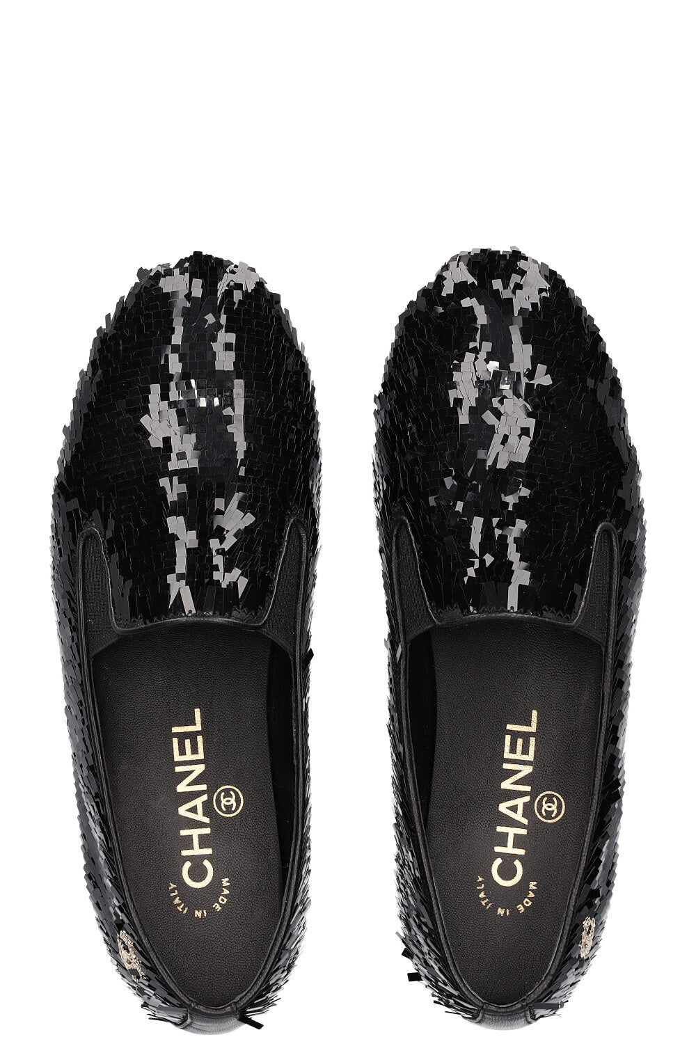 CHANEL Ballerines Paillettes Noir