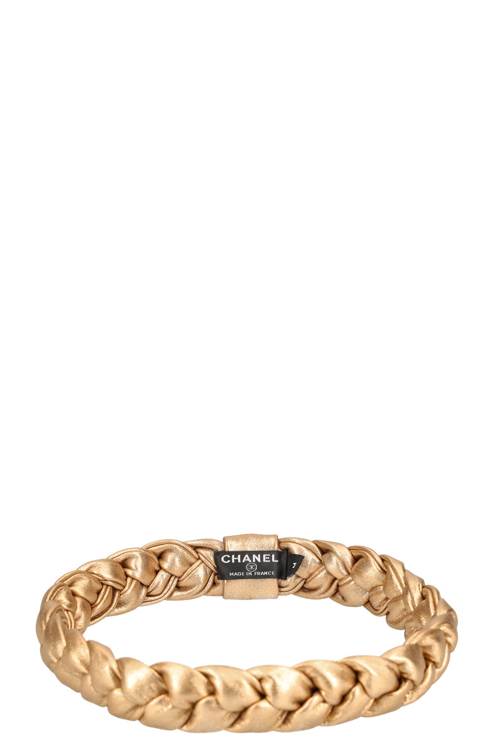 CHANEL Braided Hair Band Lambskin Gold
