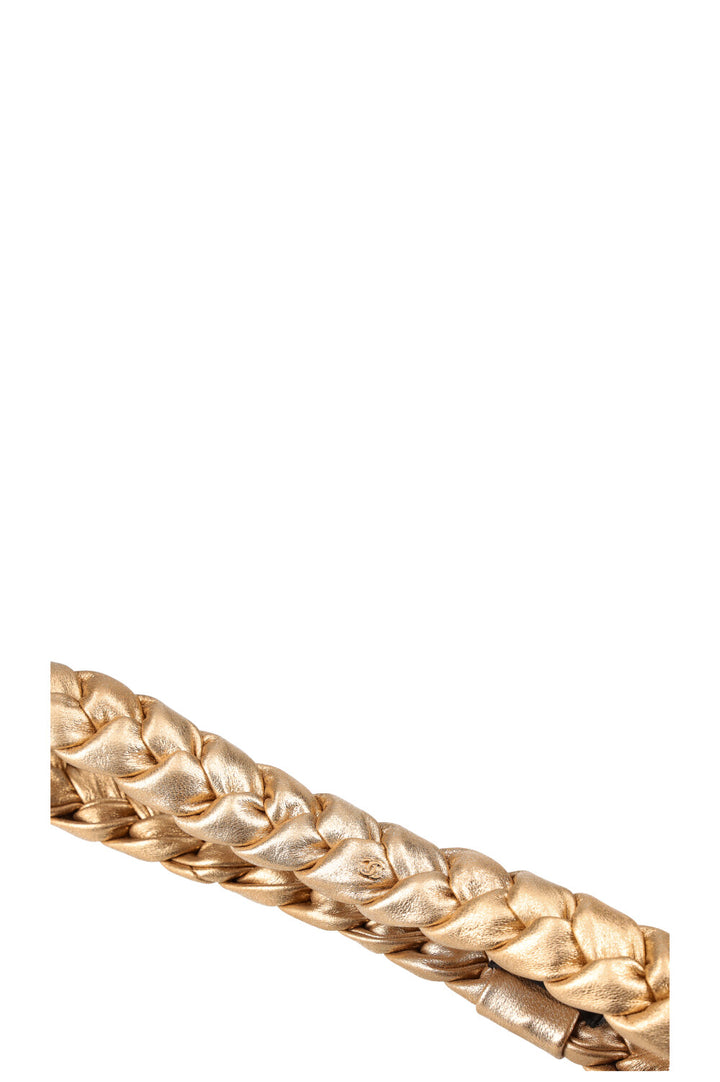 CHANEL Braided Hair Band Lambskin Gold