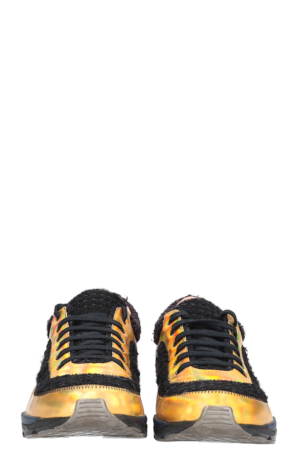 Orange and black chanel sneakers clearance