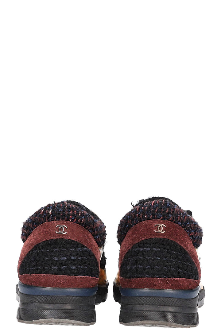 CHANEL sneakers tweed metallic gold