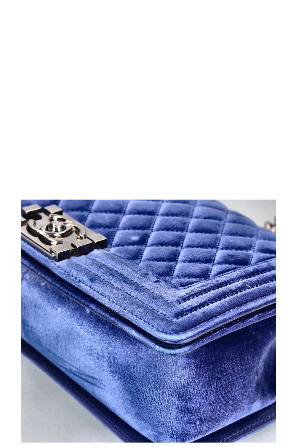 CHANEL Boy Bag Velvet Blue